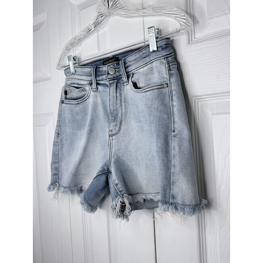 Judy Blue Denim Shorts Women Size S Small Light Wash Distressed Frayed Cutoff - Picture 5 of 12